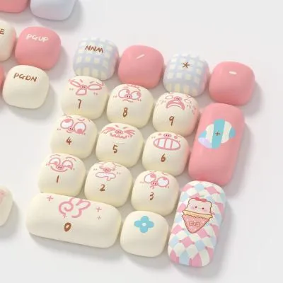Sublimation printed cartoon pig party theme keycap set for mechanical keyboards with 139 keys