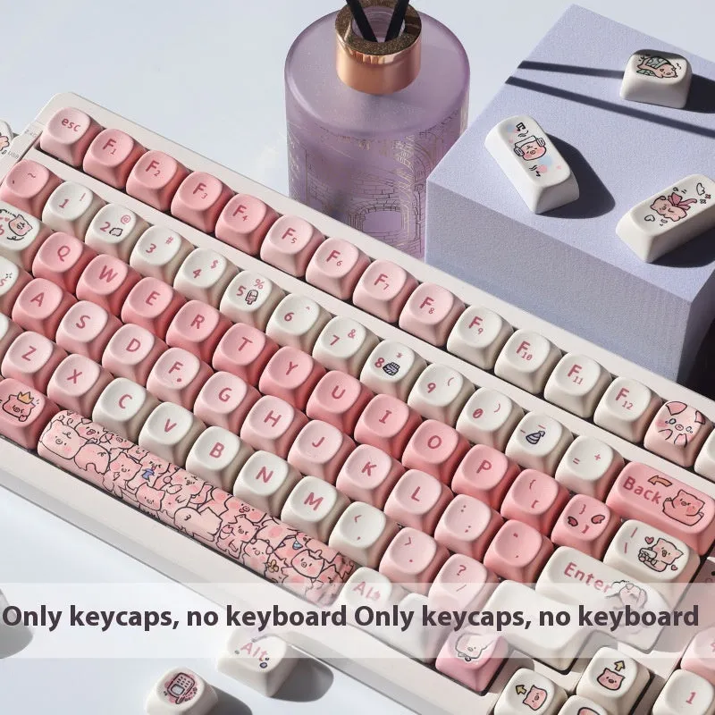 Pink pig design sublimation key cap for mechanical keyboards shown from multiple angles.