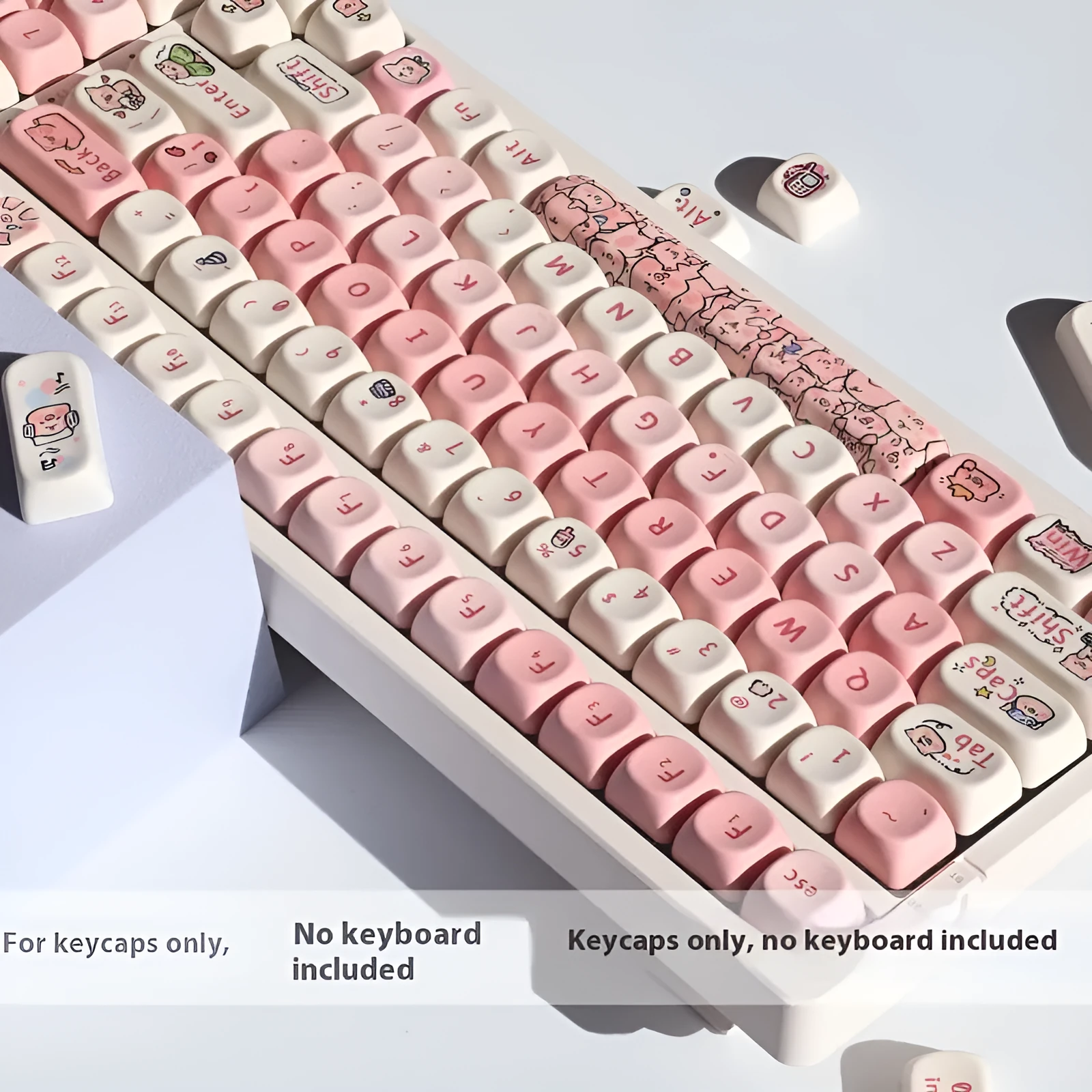 Pink pig design sublimation key cap for mechanical keyboards shown from multiple angles.