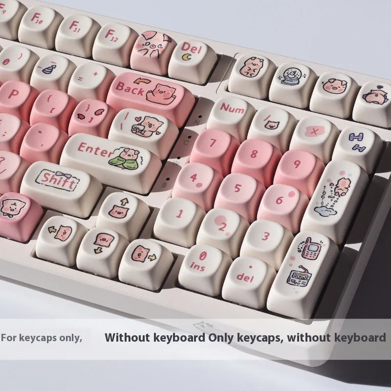 Pink pig design sublimation key cap for mechanical keyboards shown from multiple angles.
