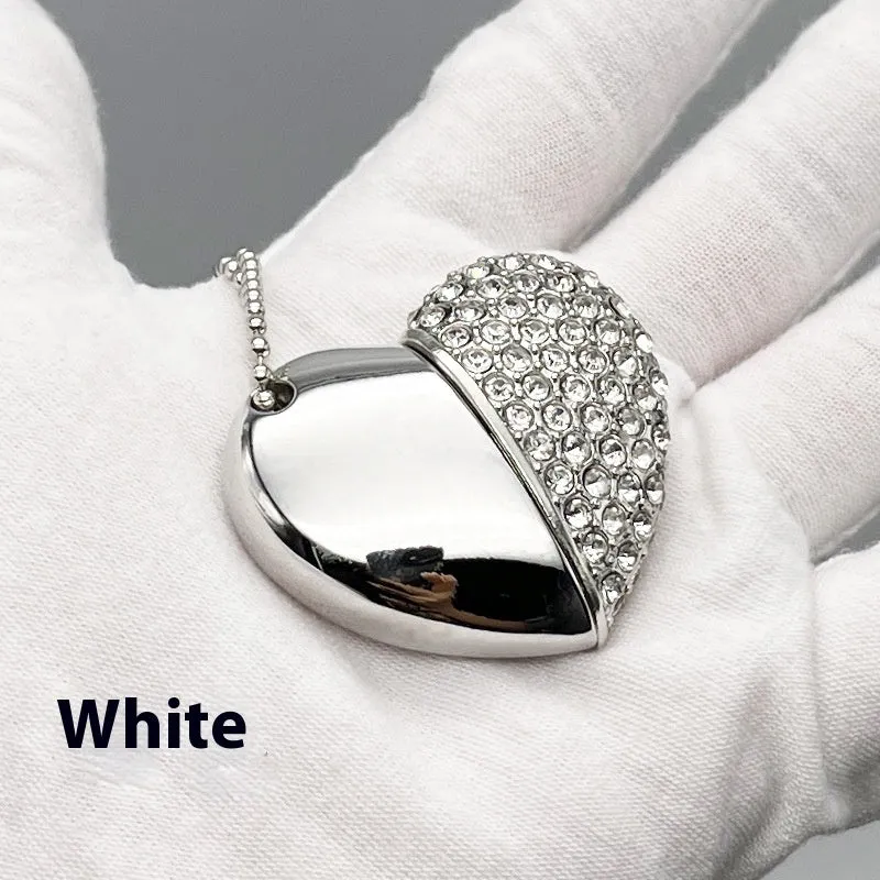 Decorative heart-shaped USB flash drive with a brick-inlaid pattern on a metal case.