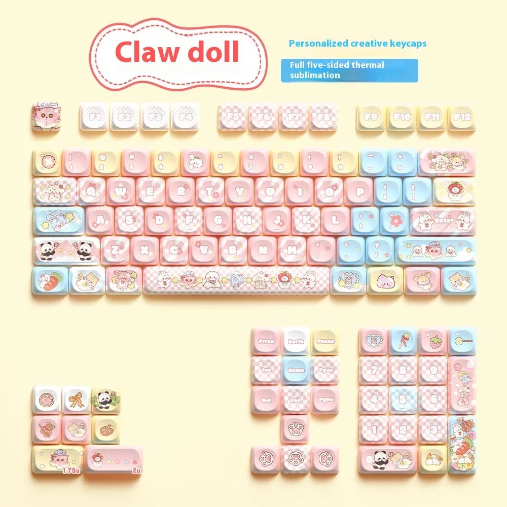 Clip Doll mechanical keyboard key cap set with cute doll design, sublimation printing, in protective box