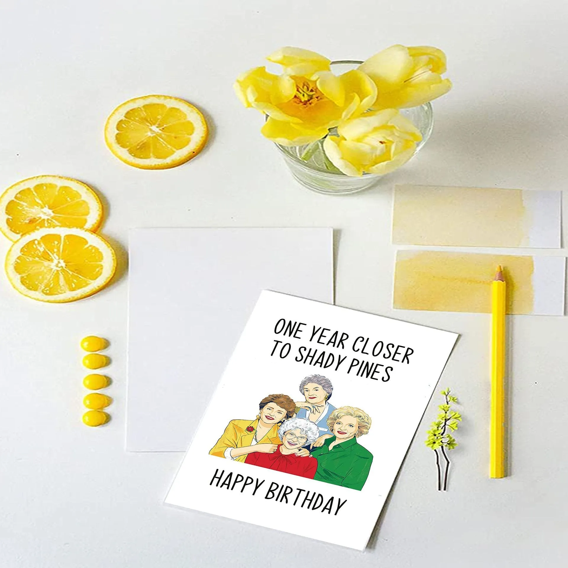 Simple printed birthday greeting card with matching envelope in modern design