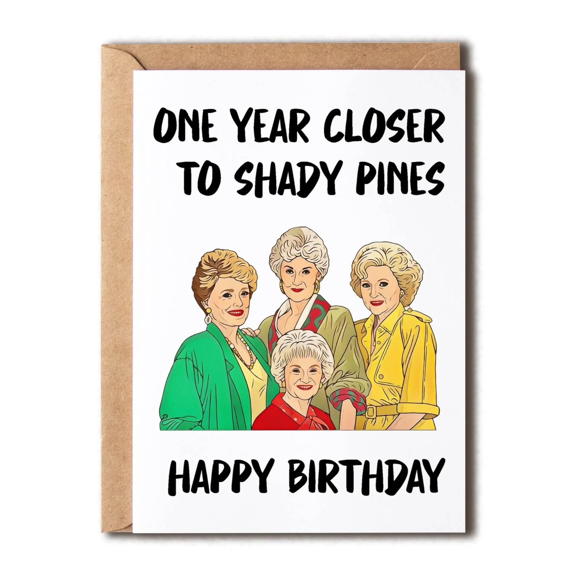 Simple printed birthday greeting card with matching envelope in modern design