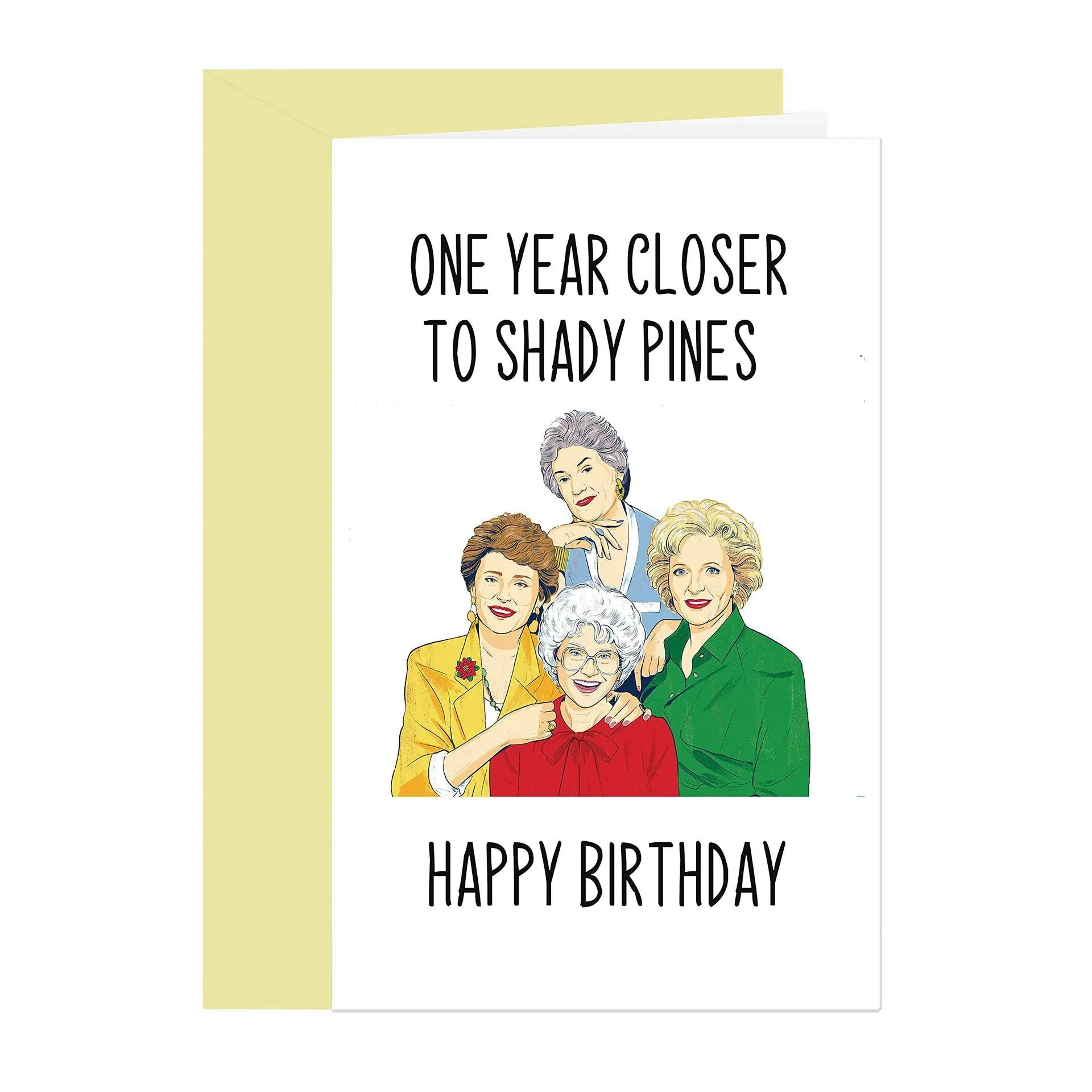 Simple printed birthday greeting card with matching envelope in modern design