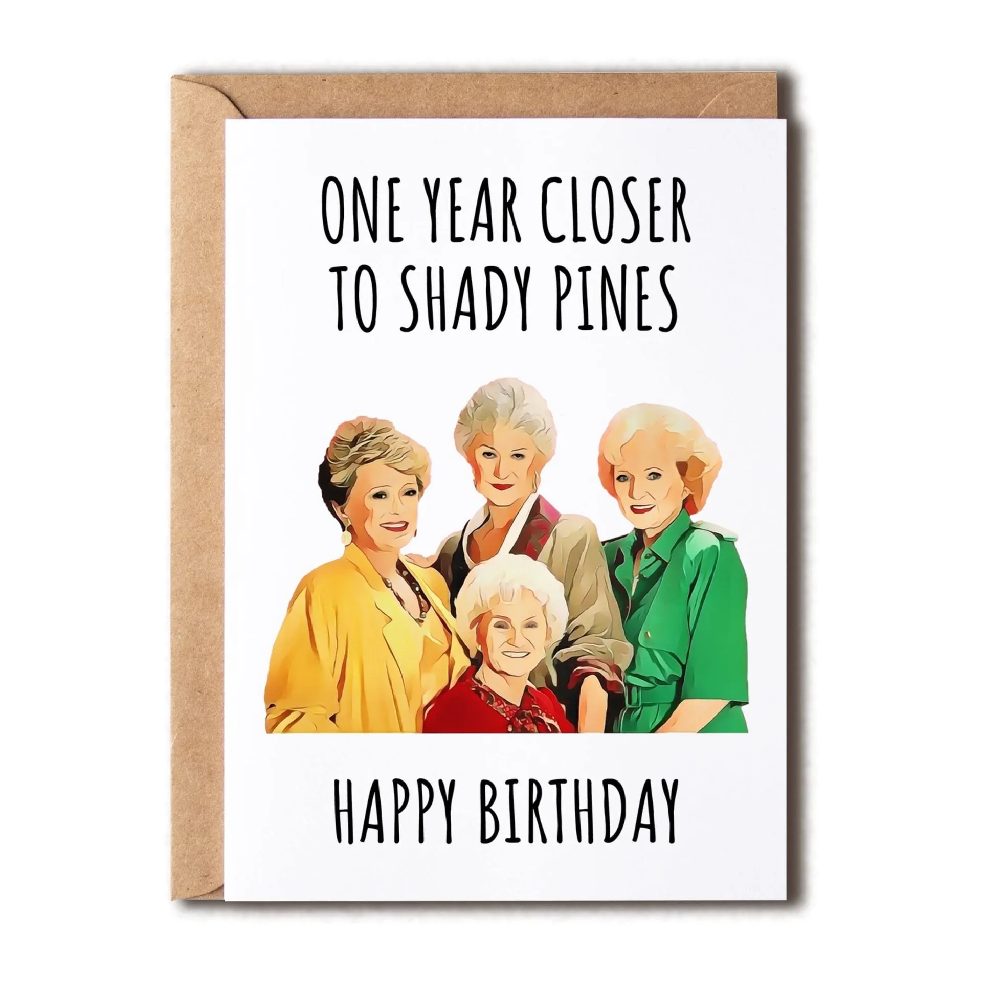 Simple printed birthday greeting card with matching envelope in modern design