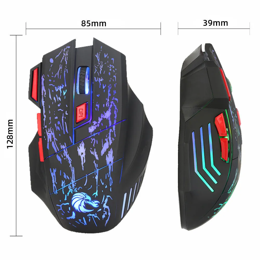 H300BK water crack luminous gaming mouse with wired USB connection on desktop