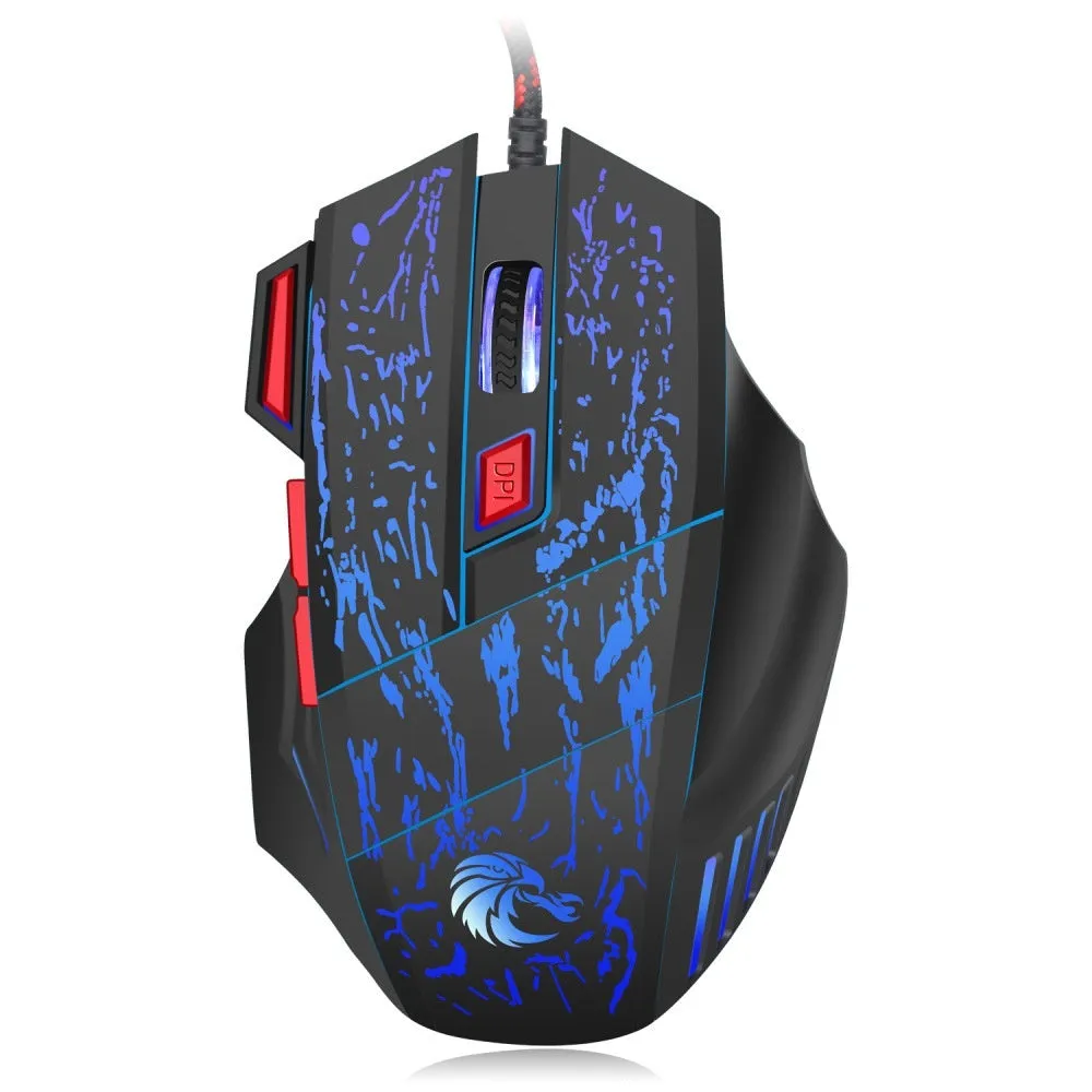 H300BK water crack luminous gaming mouse with wired USB connection on desktop