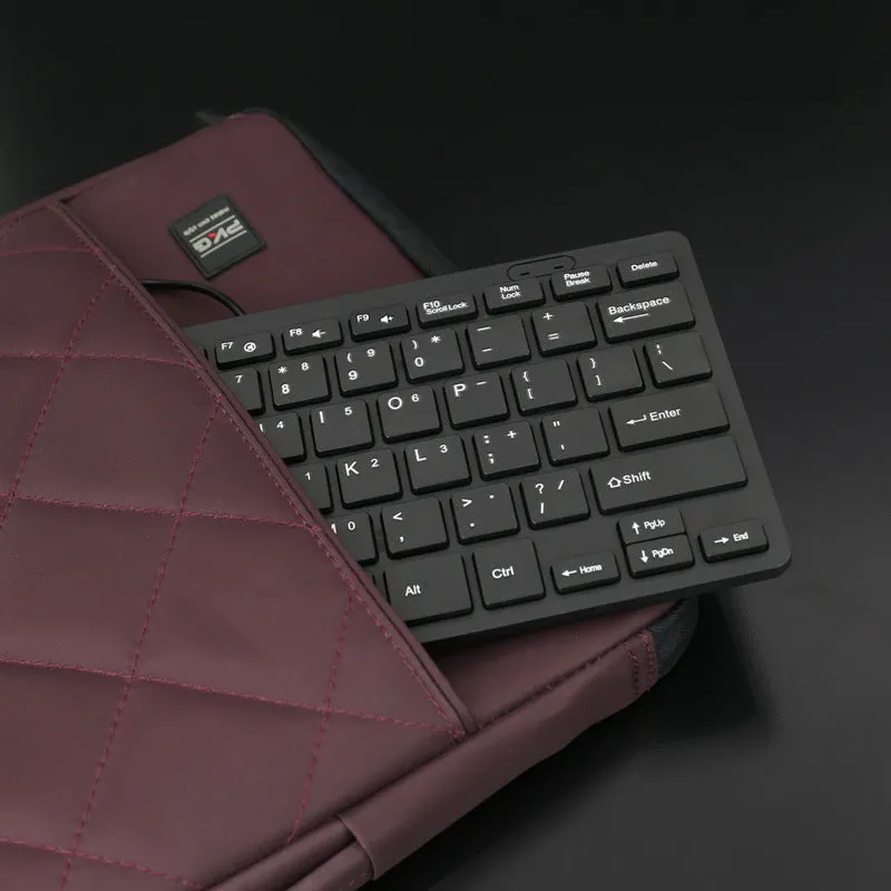 USB wired mini keyboard in black, white, pink, or blue colours with compact 280mm design
