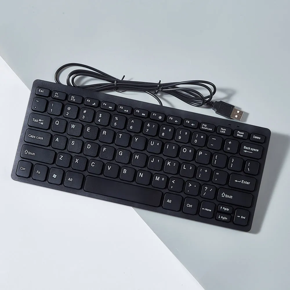 USB wired mini keyboard in black, white, pink, or blue colours with compact 280mm design