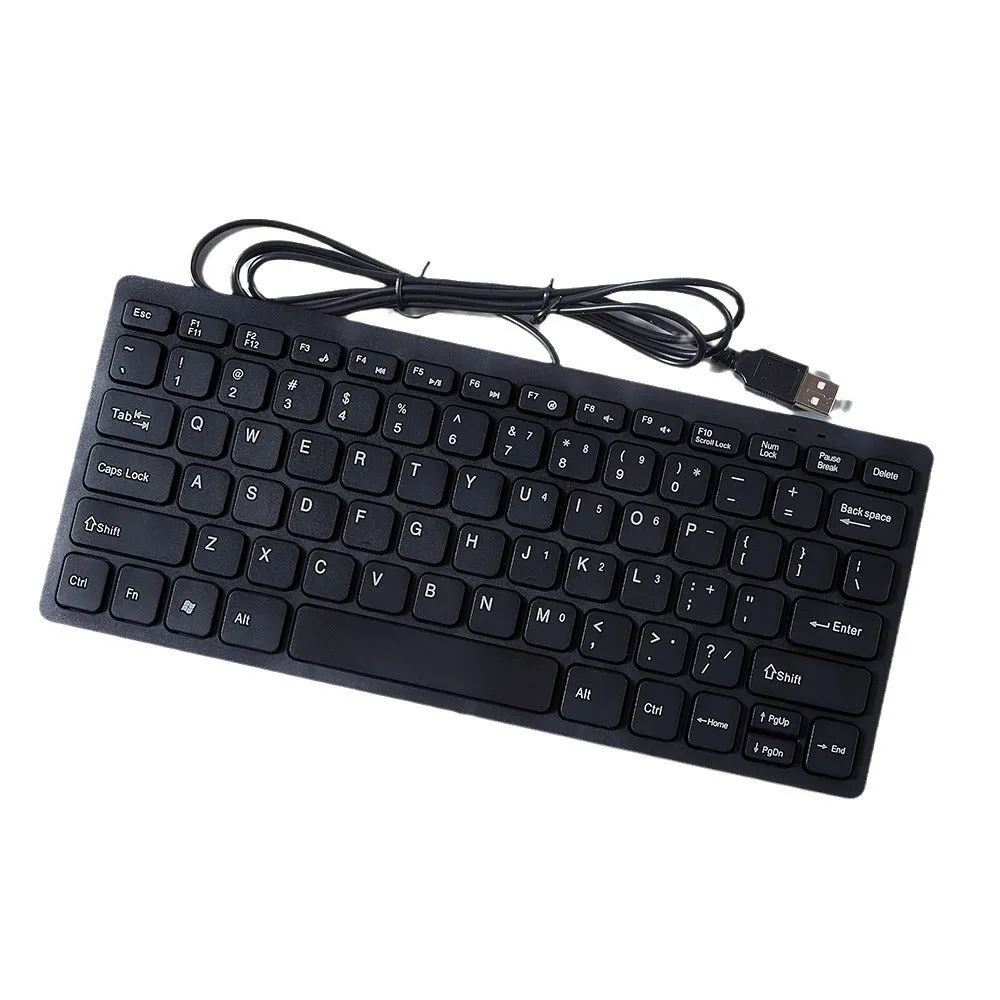 USB wired mini keyboard in black, white, pink, or blue colours with compact 280mm design