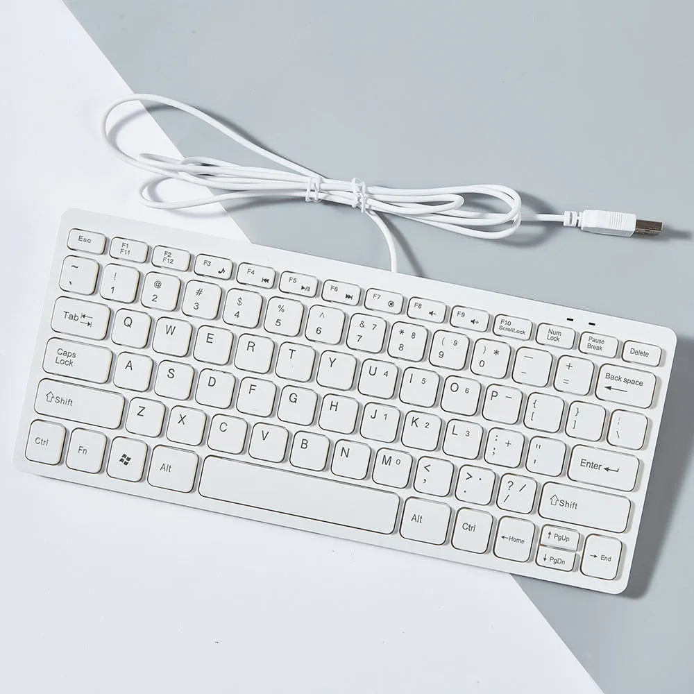 USB wired mini keyboard in black, white, pink, or blue colours with compact 280mm design