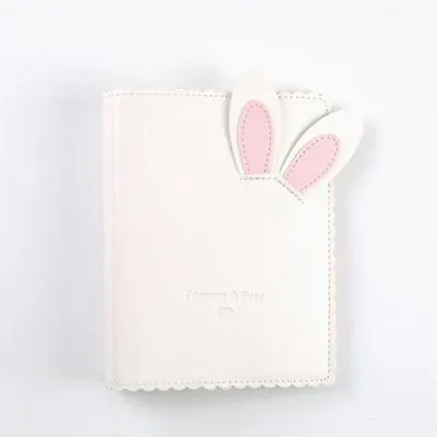 Mini rabbit-themed photo album with PU leather cover holding 3-inch photographs