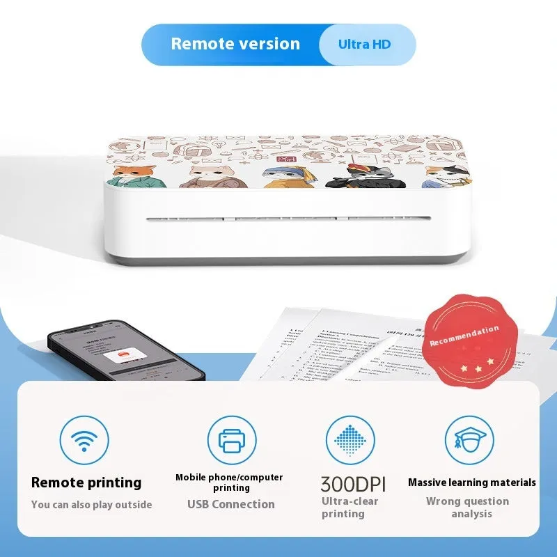 Small plastic household intelligent printer with ribbon cartridge system for computer, office and learning versions