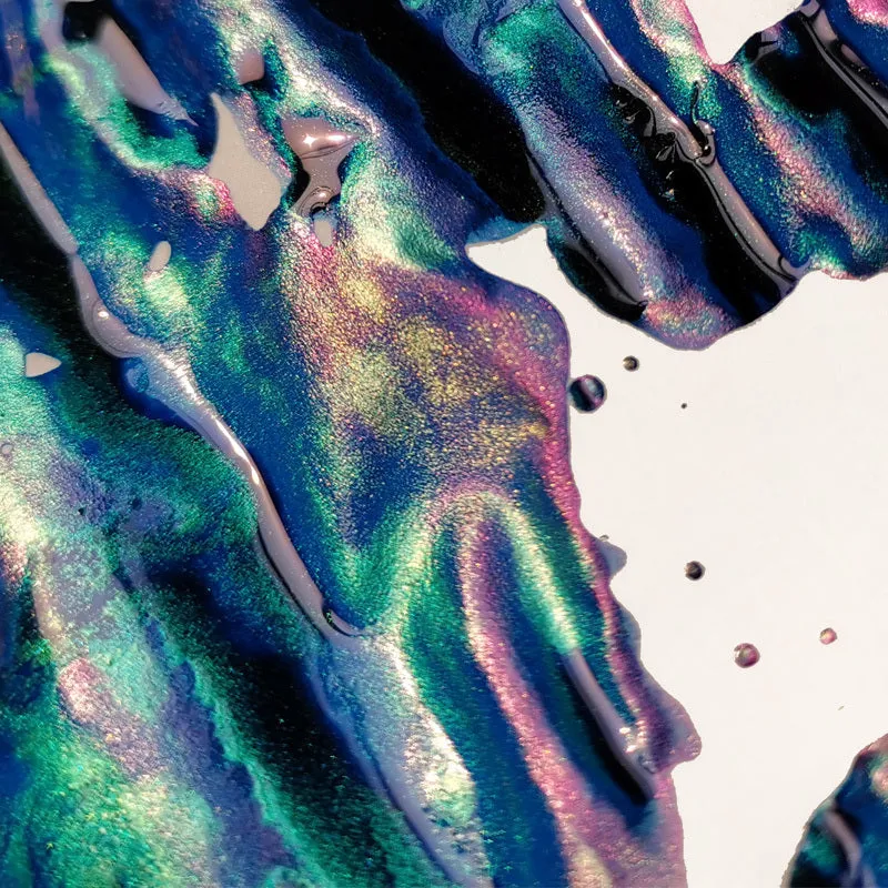 Gradient sheen fountain pen ink with gold powder shimmer in Red Tide and Truffle colours