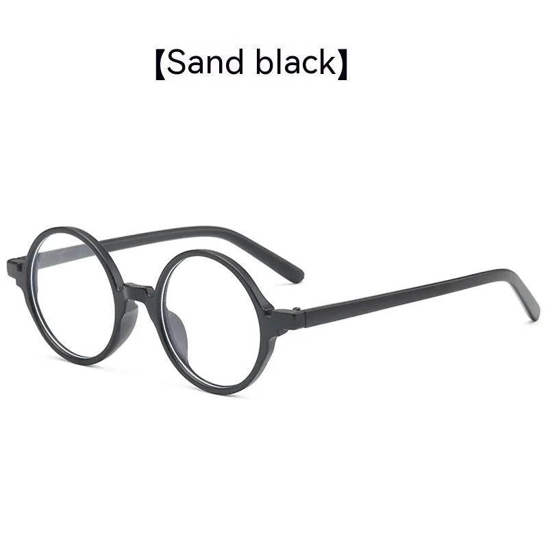 Retro round flat mirror glasses with PC frame in four colour options for Instagram style fashion