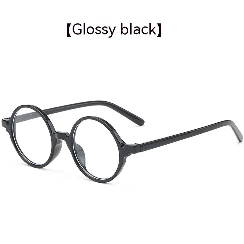 Retro round flat mirror glasses with PC frame in four colour options for Instagram style fashion