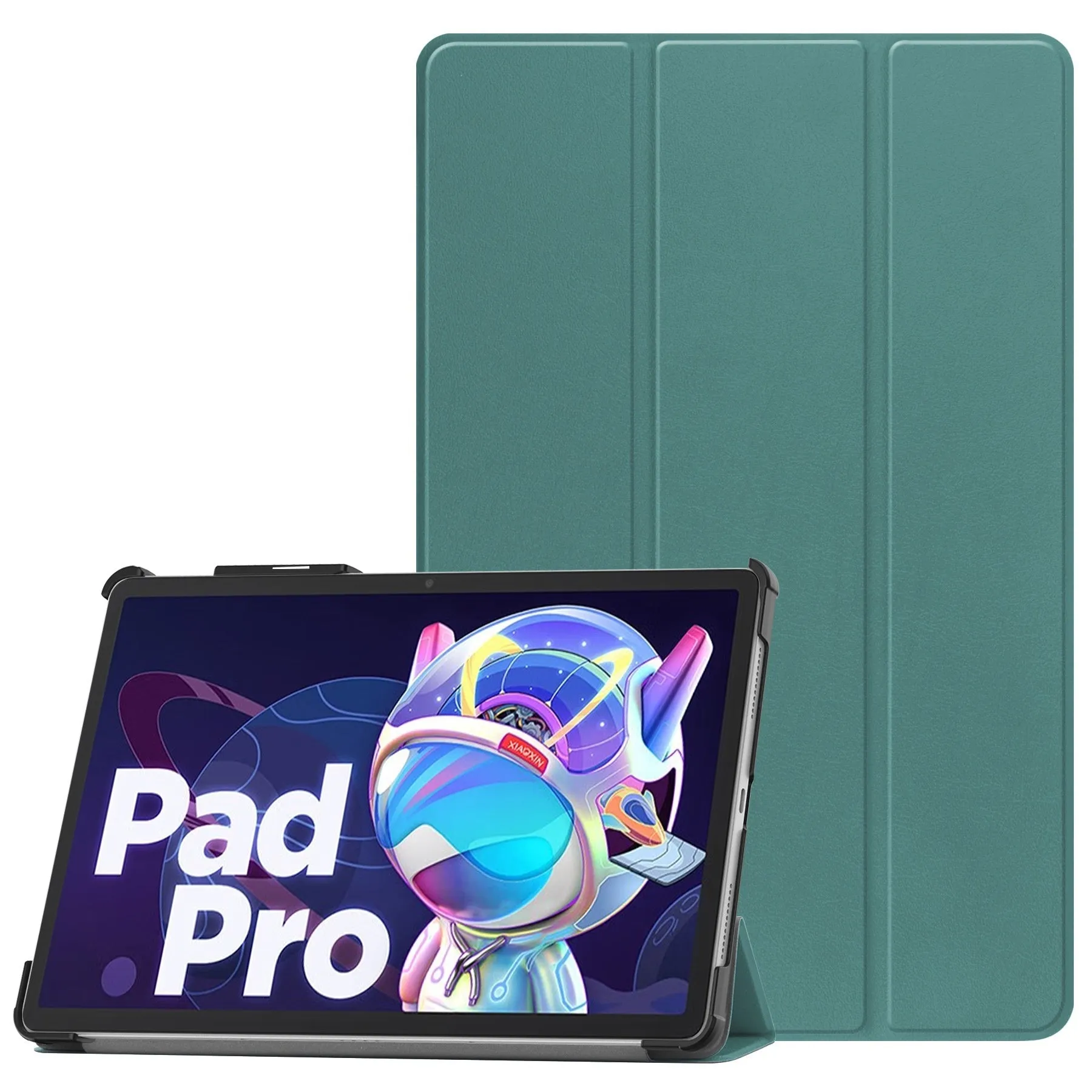 Lenovo Tab P12 protective case in apricot colour with a 3-fold stand open, showing the magnetic closure.
