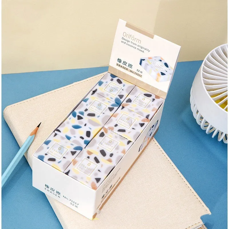 Rubber brick eraser for pencil mark removal on paper
