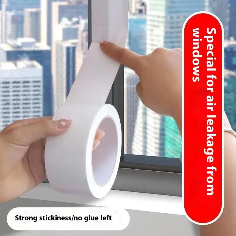 Windproof sealing tape roll for windows and doors in silver grey colour showing adhesive backing