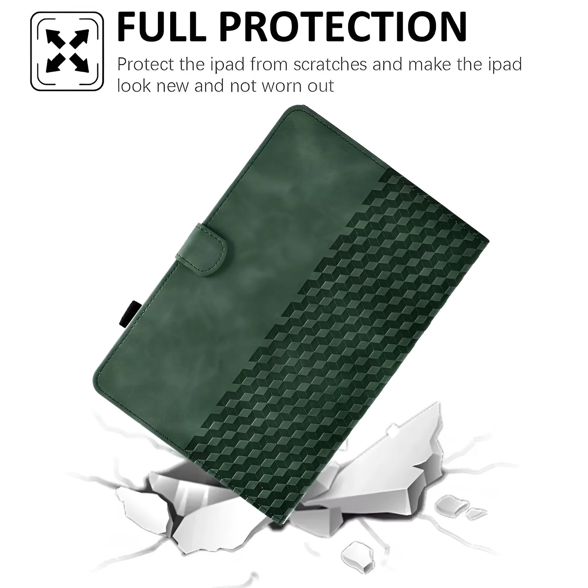 Leather iPad case with card holder for iPad Pro 11 and iPad Air 11 in diamond embossed pattern
