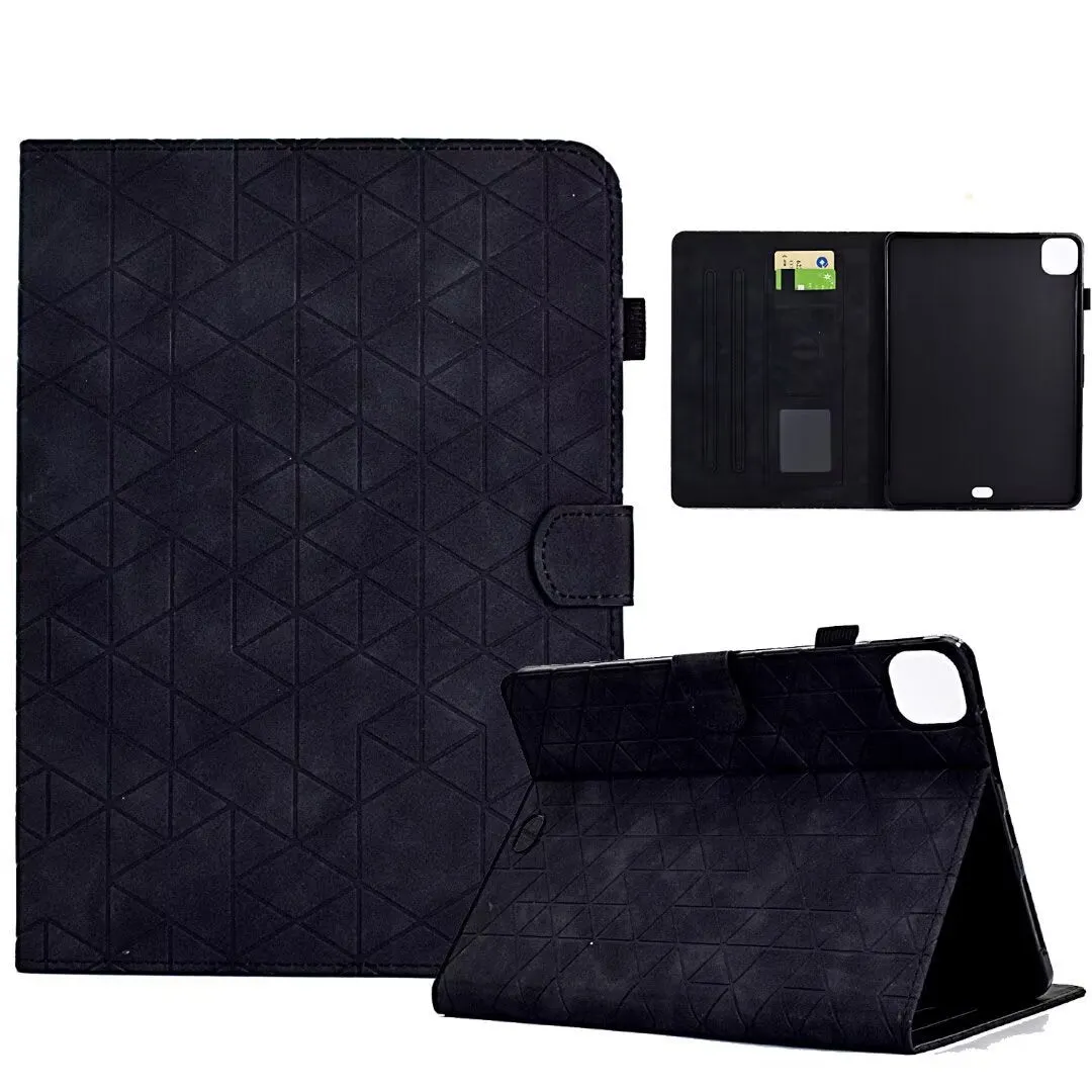 Leather iPad case with card holder for iPad Pro 11 and iPad Air 11 in diamond embossed pattern