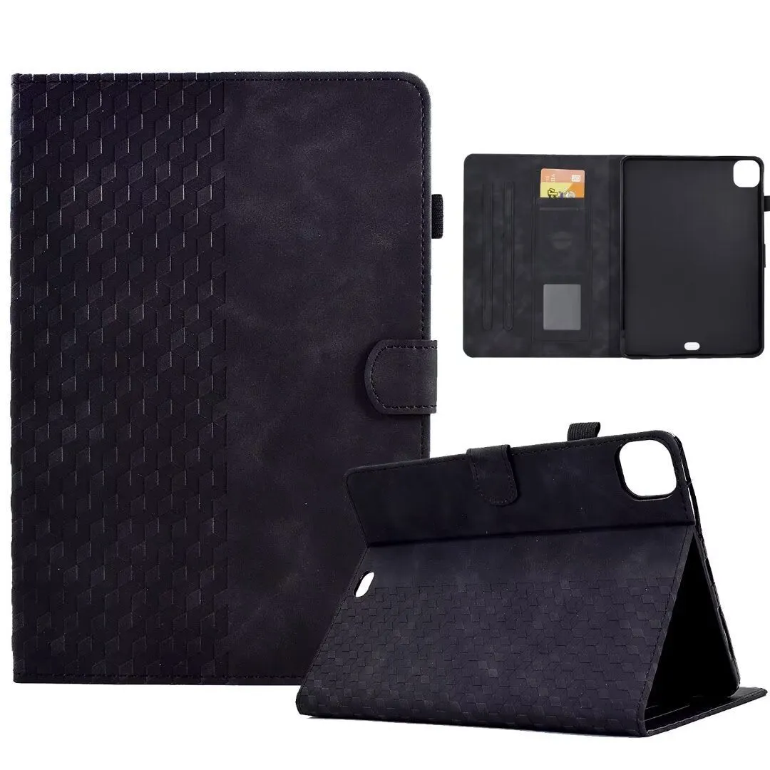 Leather iPad case with card holder for iPad Pro 11 and iPad Air 11 in diamond embossed pattern