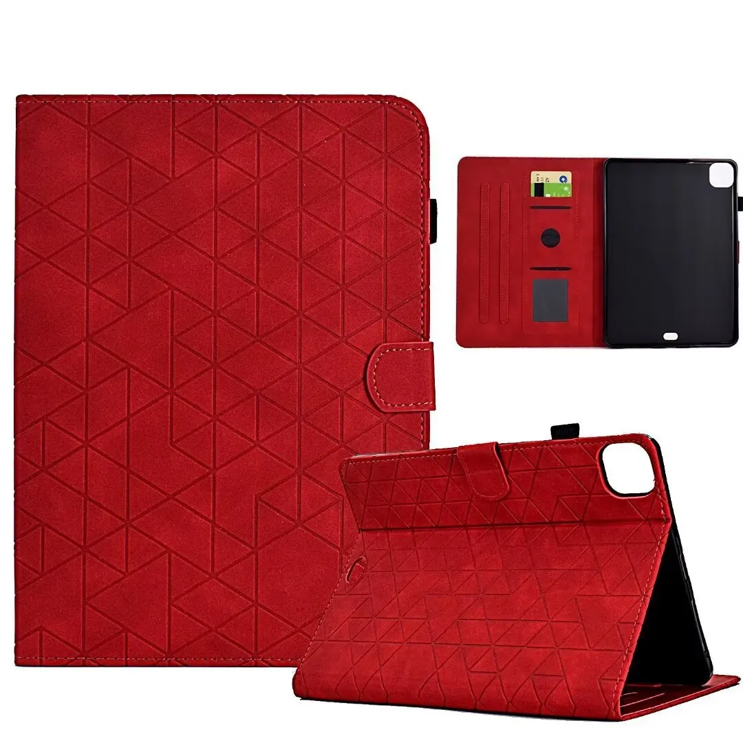 Leather iPad case with card holder for iPad Pro 11 and iPad Air 11 in diamond embossed pattern