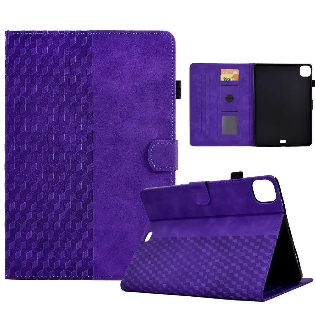 Leather iPad case with card holder for iPad Pro 11 and iPad Air 11 in diamond embossed pattern