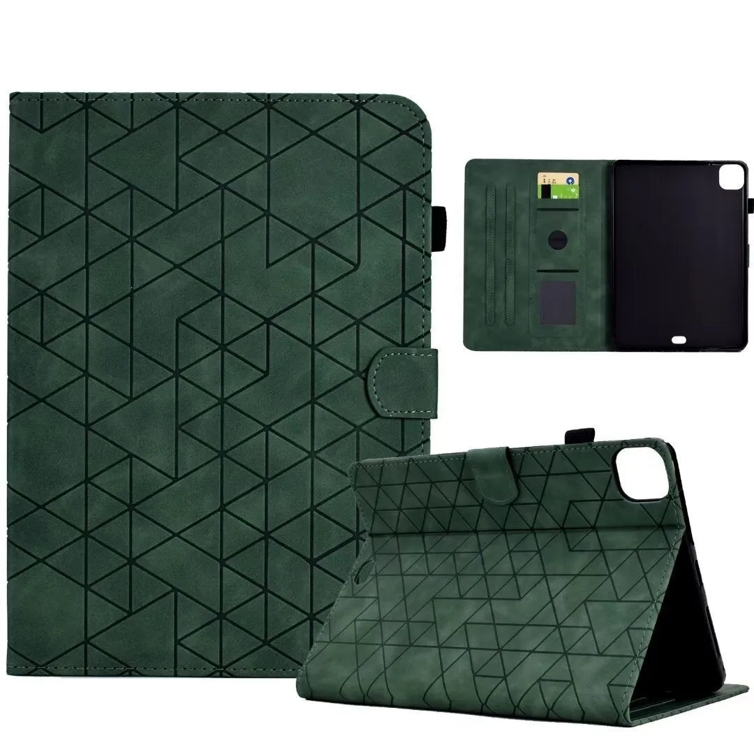 Leather iPad case with card holder for iPad Pro 11 and iPad Air 11 in diamond embossed pattern