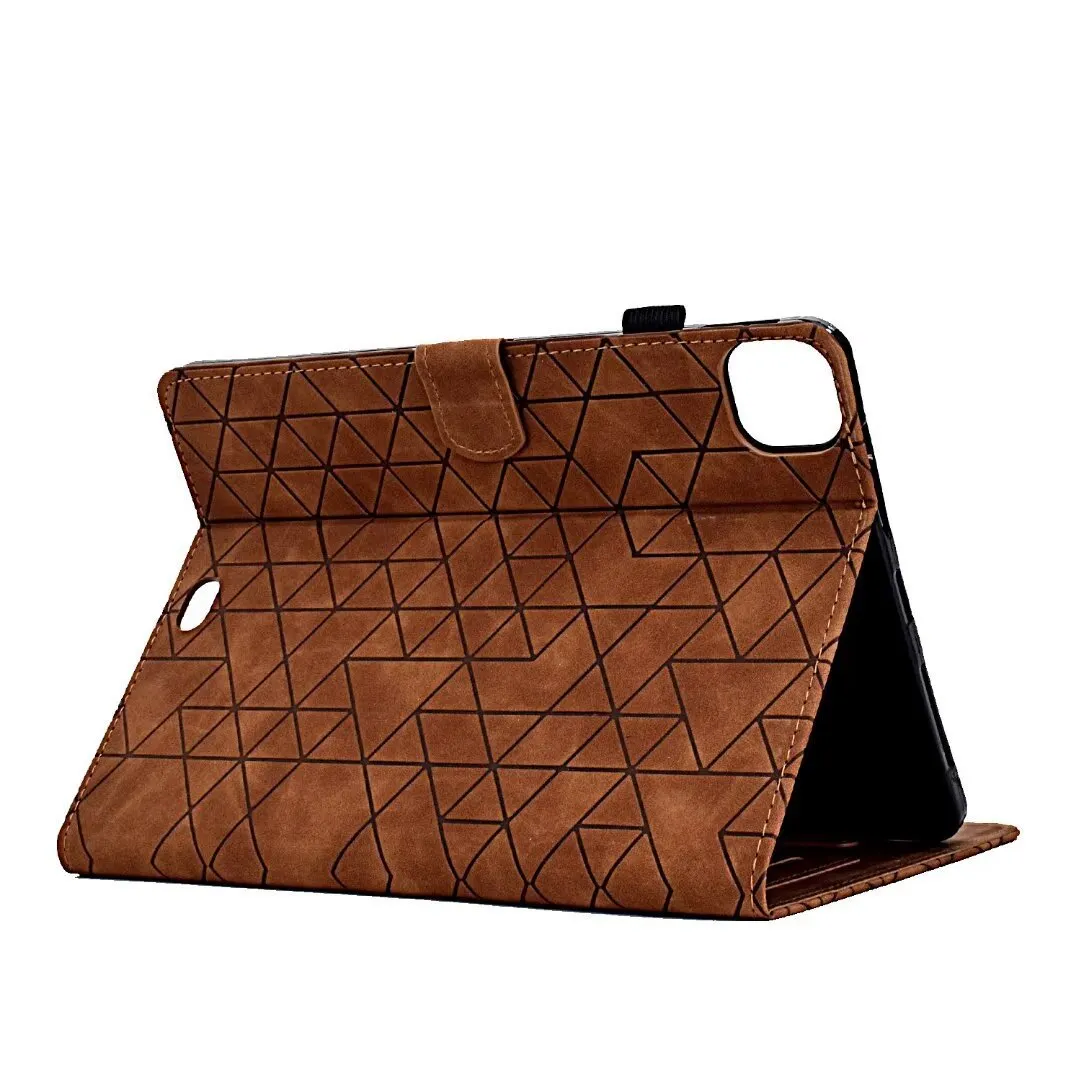 Leather iPad case with card holder for iPad Pro 11 and iPad Air 11 in diamond embossed pattern