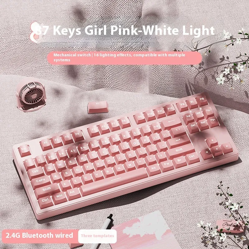 Mechanical keyboard with three connectivity modes in blue and white colour matching design
