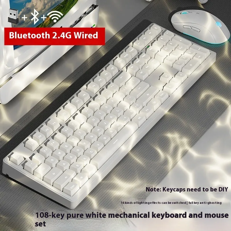 Mechanical keyboard with three connectivity modes in blue and white colour matching design
