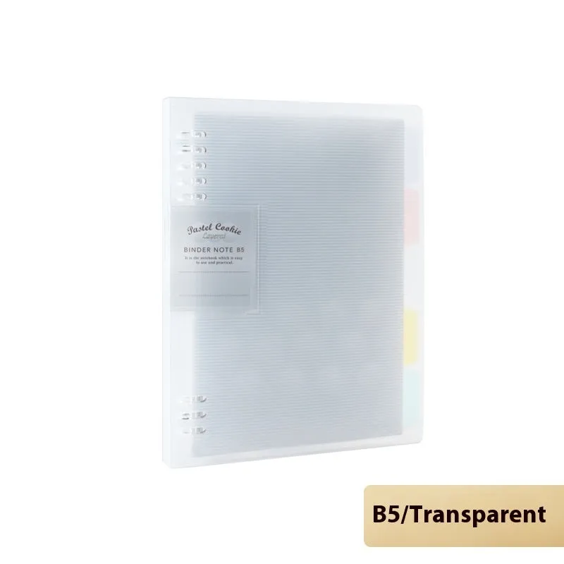 Loose spiral notebook with PP cover in pastel colour, showing removable A5 or B5 refill pages.