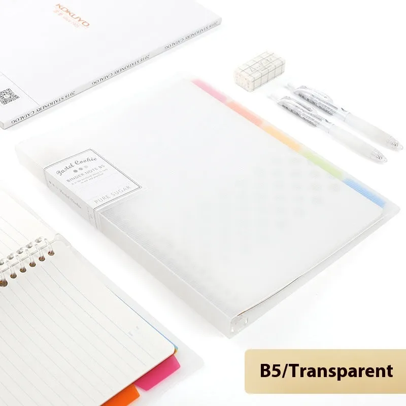 Loose spiral notebook with PP cover in pastel colour, showing removable A5 or B5 refill pages.