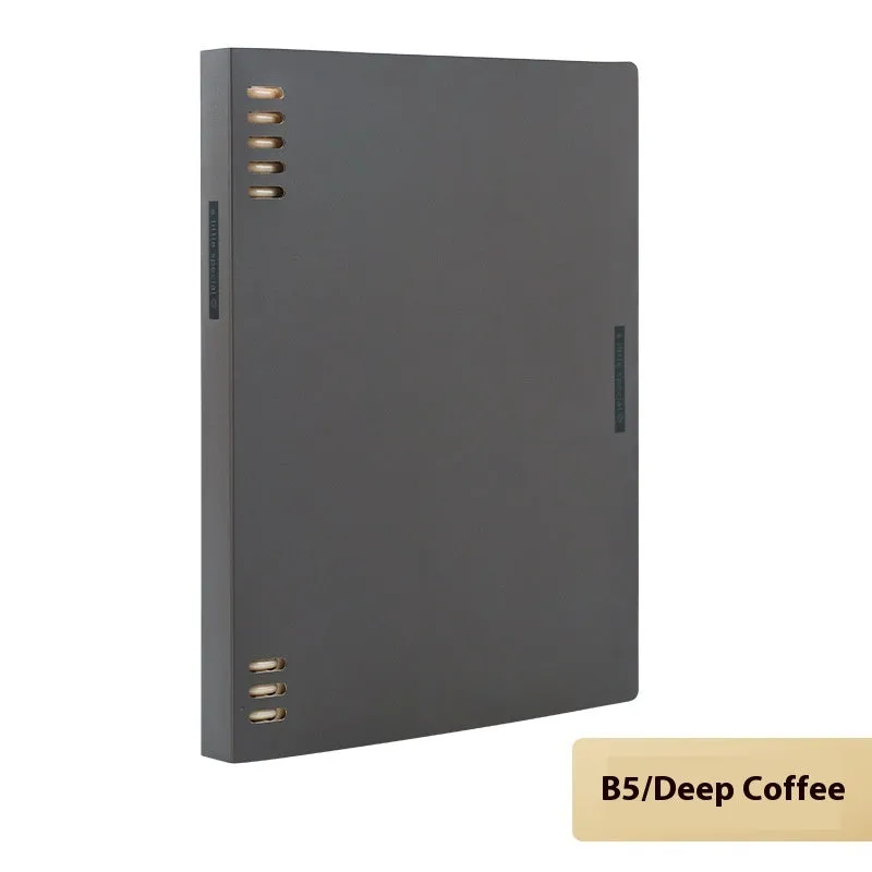 Loose spiral notebook with PP cover in pastel colour, showing removable A5 or B5 refill pages.