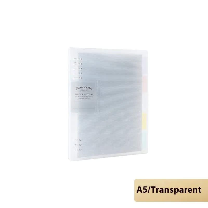 Loose spiral notebook with PP cover in pastel colour, showing removable A5 or B5 refill pages.