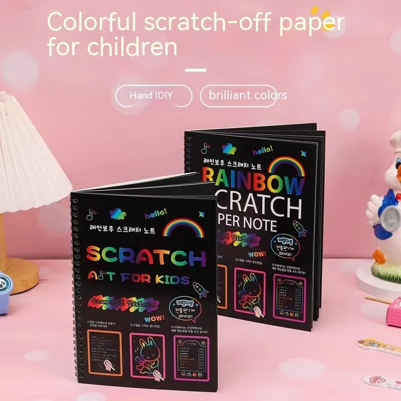 Children's large scratch art paper and scraper tool for DIY colourful painting crafts