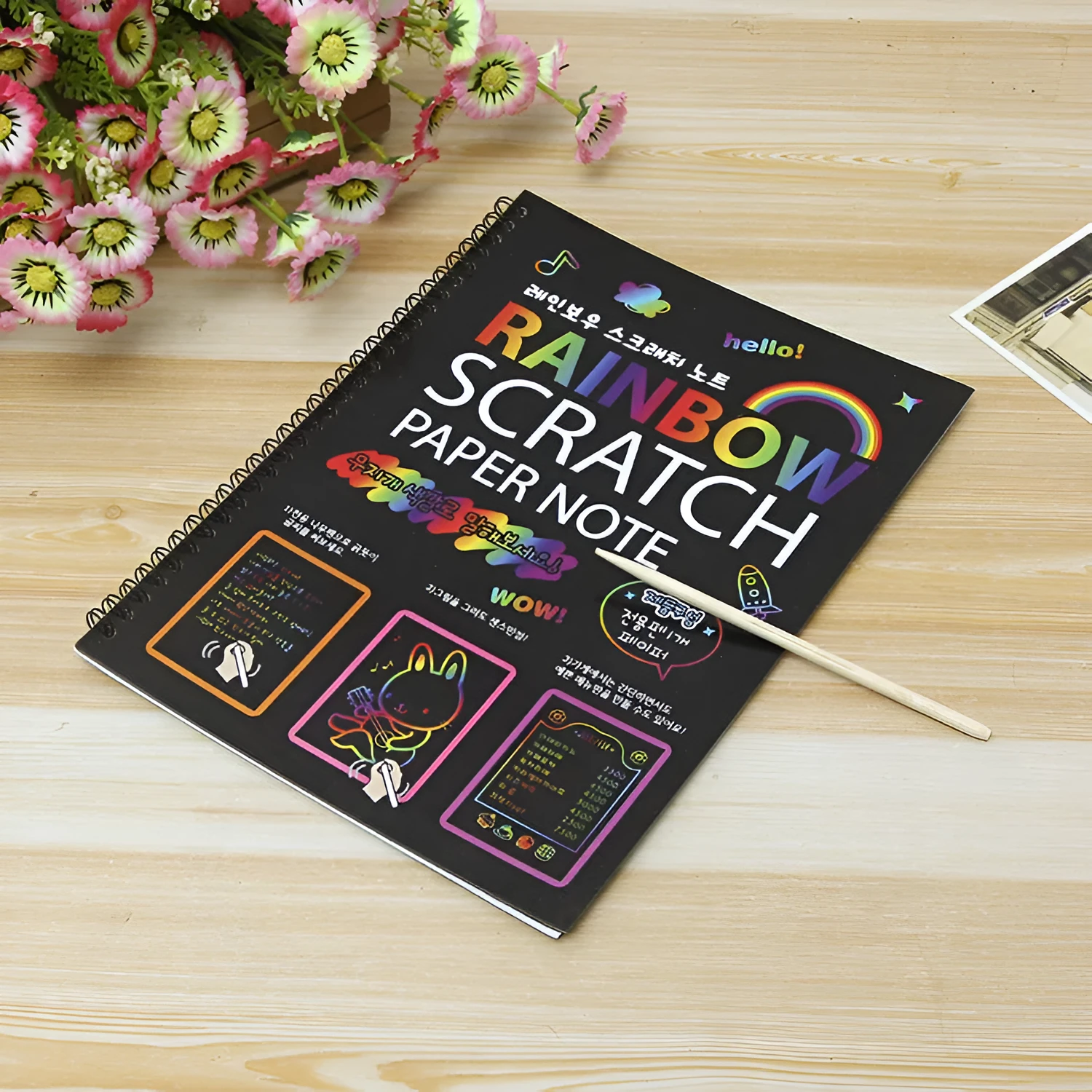Children's large scratch art paper and scraper tool for DIY colourful painting crafts