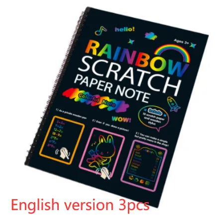 Children's large scratch art paper and scraper tool for DIY colourful painting crafts