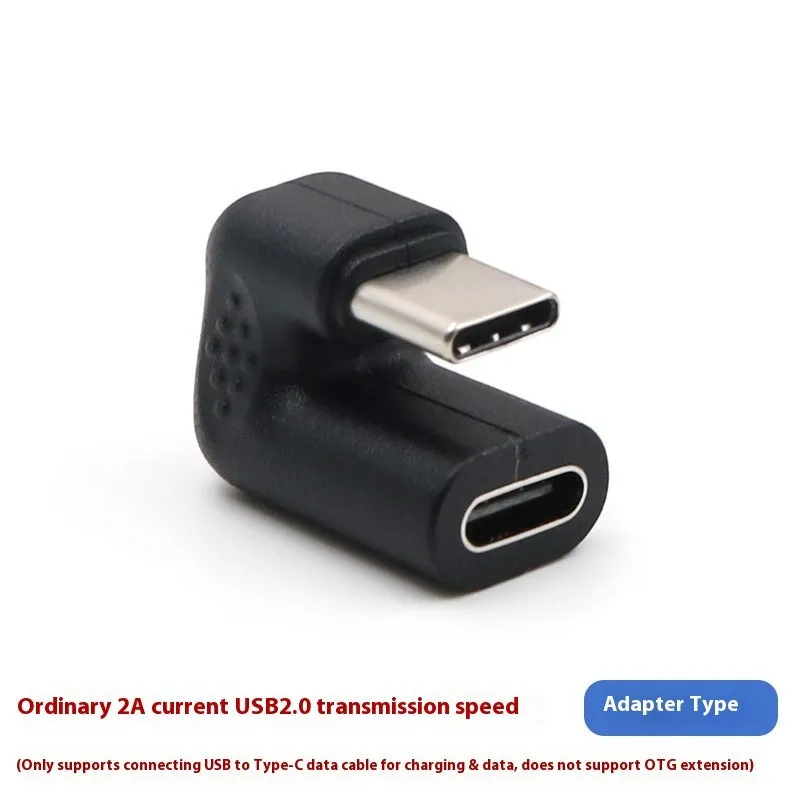 Right-angle USB male to female adapter cable with U-bend design on white background.