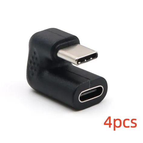 Right-angle USB male to female adapter cable with U-bend design on white background.