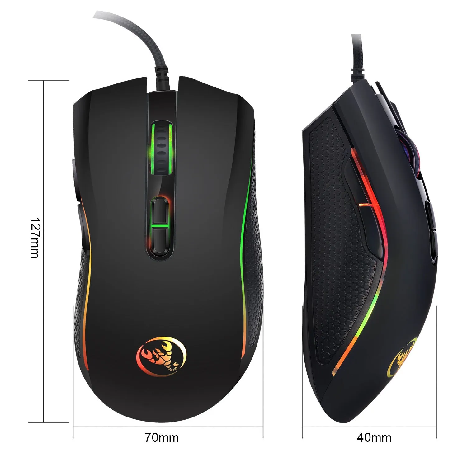 White and black mixed colour gaming keyboard and mouse combo with backlight on desk