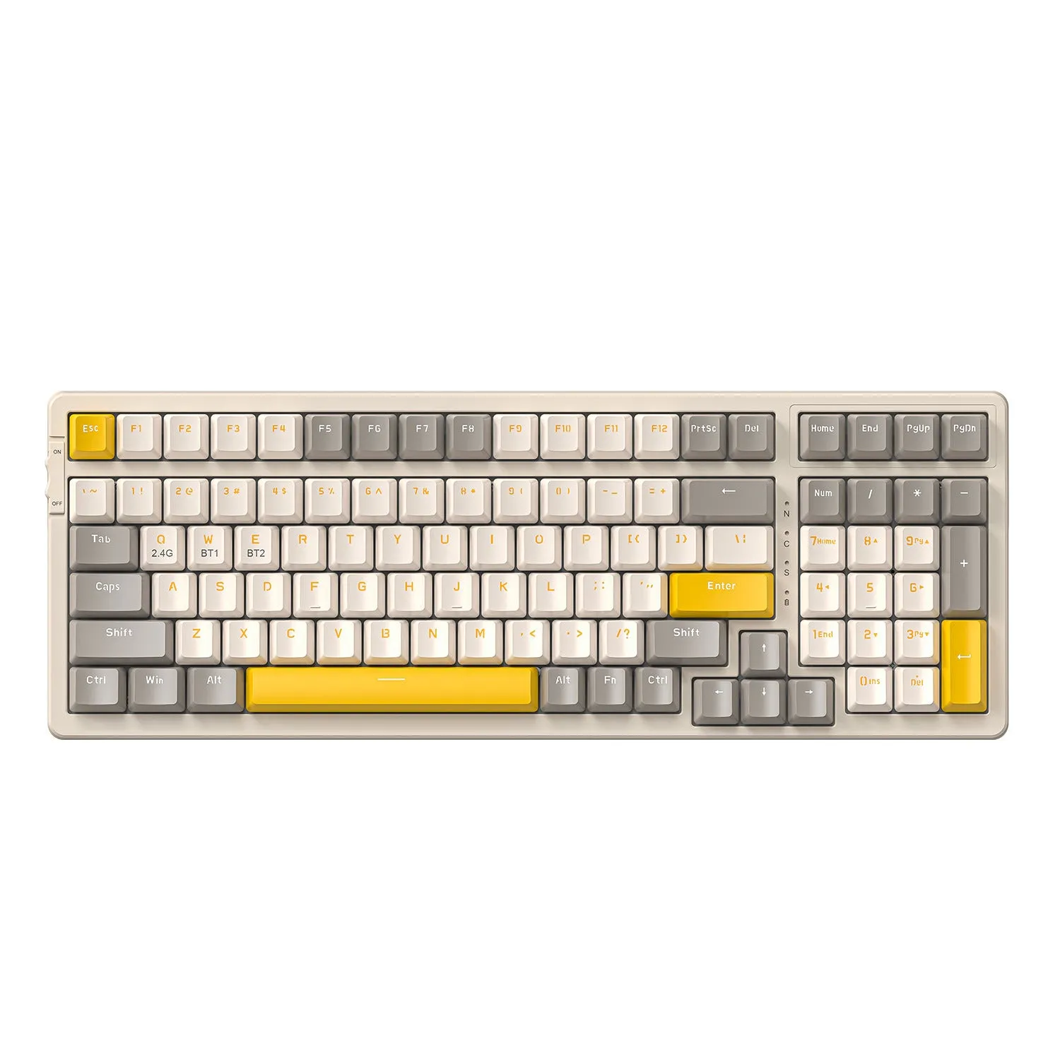 Bluetooth dual-mode mechanical keyboard with compact 39cm design and hot-swappable Kailh red switches