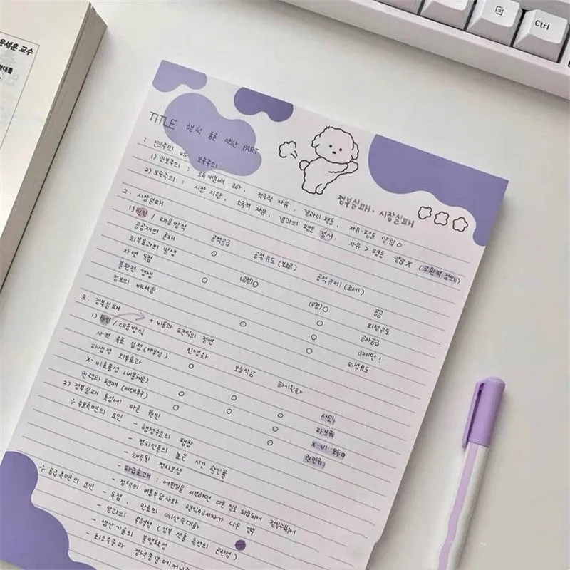 INS Wind Marshmallow Dog B5 sticky note paper pad showing colourful puppy cover designs.