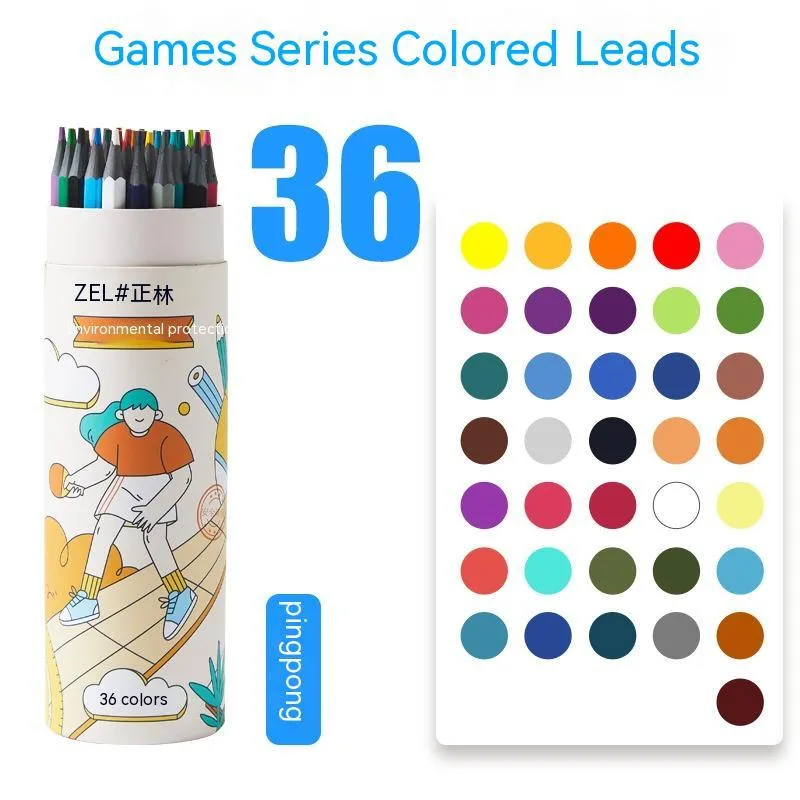 Zhenglin Sports colour pencils in 24 and 36 colour sets with paper barrel construction