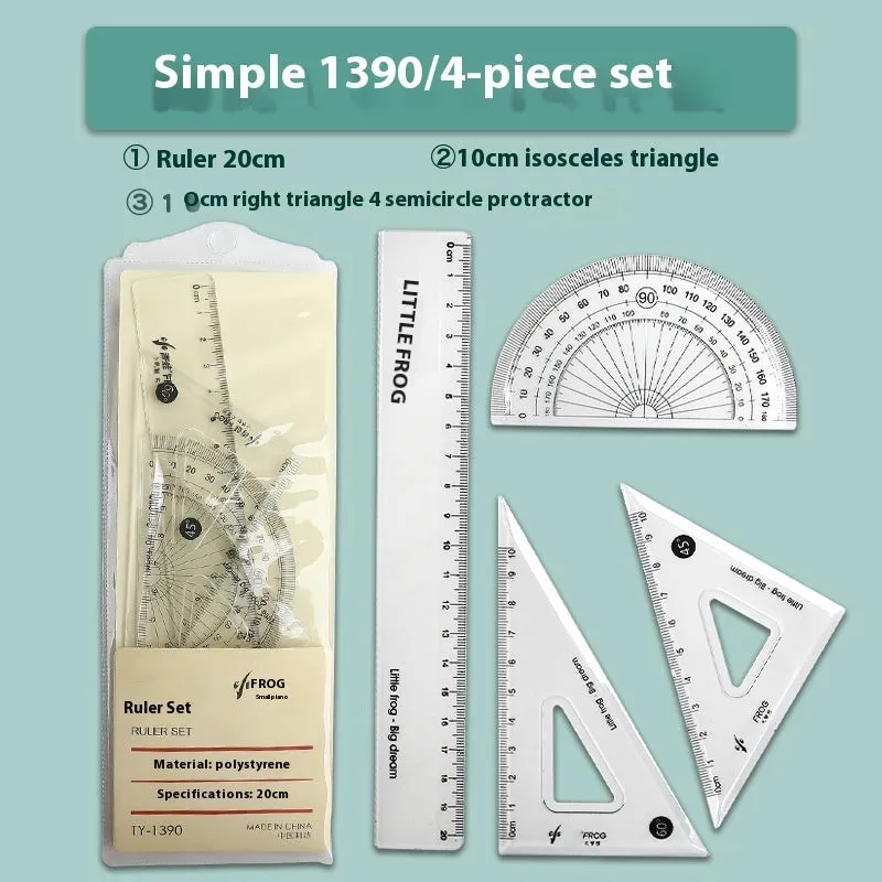 Youpai transparent acrylic drawing ruler set with square protractor geometry tools