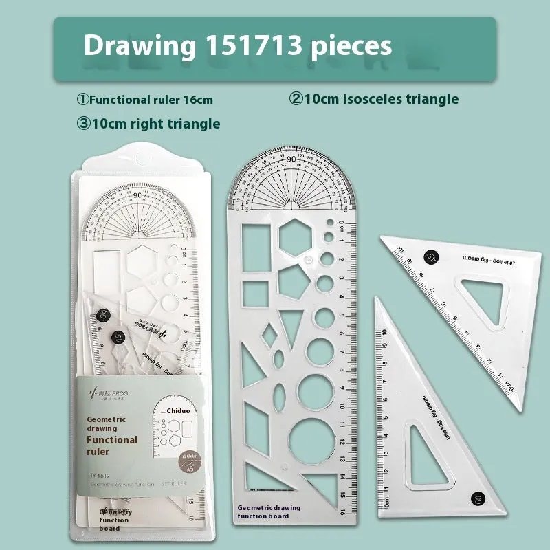 Youpai transparent acrylic drawing ruler set with square protractor geometry tools