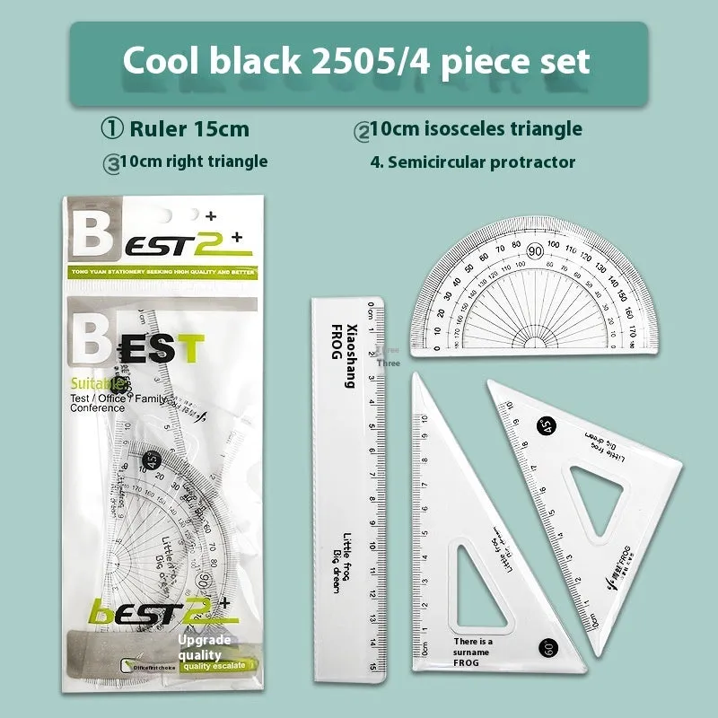 Youpai transparent acrylic drawing ruler set with square protractor geometry tools