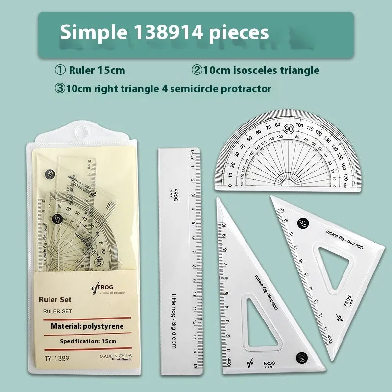 Youpai transparent acrylic drawing ruler set with square protractor geometry tools